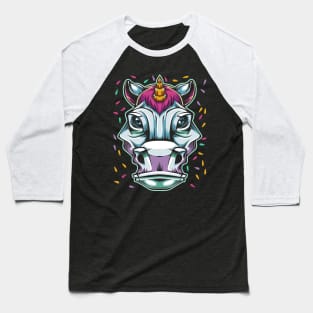 Unicorn - Horse Head Colorful Rainbow Baseball T-Shirt